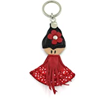 Los mejores  - franartPiel - Llavero flamenca hecho en Piel Ubrique - Alta Calidad - Rojo